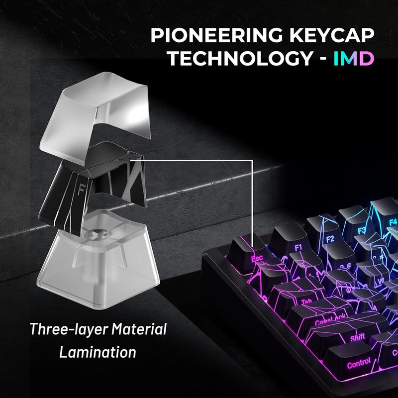HITIME أغطية مفاتيح شبكة العنكبوت x XVX 60 75 100 بالمئة - أغطية مفاتيح تتألق مع تقنية IMD، لأجهزة الكمبيوتر الميكانيكية، مجموعة كاملة من 118 مفتاح، ملف تعريف OEM، إضاءة خلفية، مطبوعة من الجانب - سوداء - Image 3